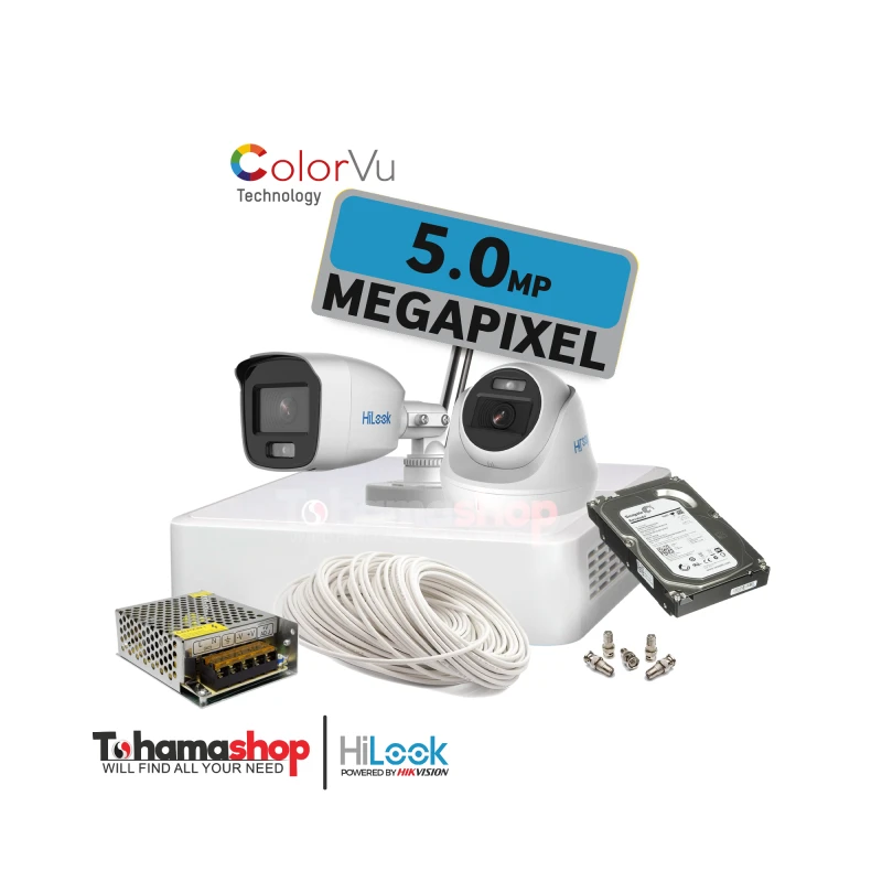 عرض 2 كاميرا مراقبة هاى لوك دقة 5 ميجا رؤية ليلية بالألوان