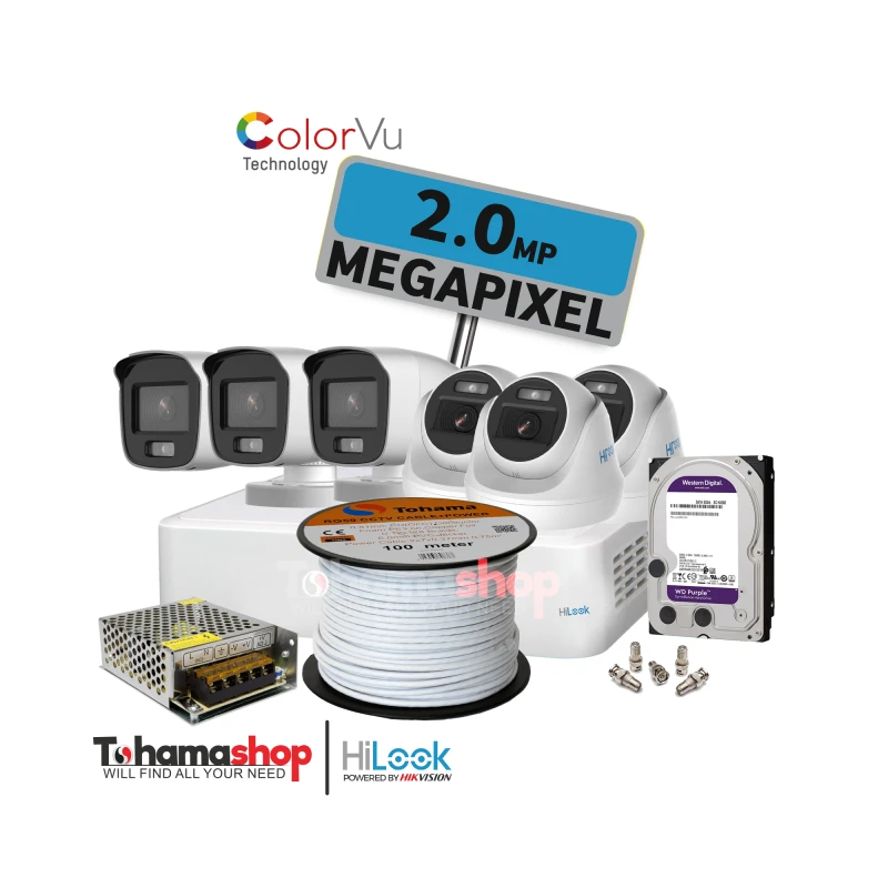 عرض 6 كاميرا مراقبة هاى لوك دقة 2 ميجا رؤية ليلية بالألوان